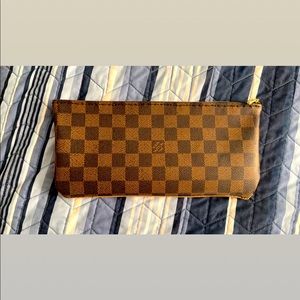 Large handmade pouch DE/tan leather gold hardware